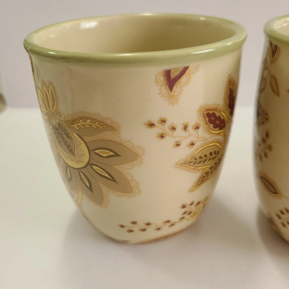 Turkish Floral Ivory Ceramic Mugs Set of 3 by Jaclyn Smith